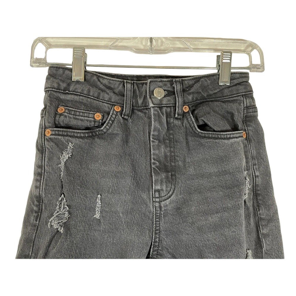 Topshop Ripped Destroyed Faded Black Straight Leg Jeans - Picture 4 of 9